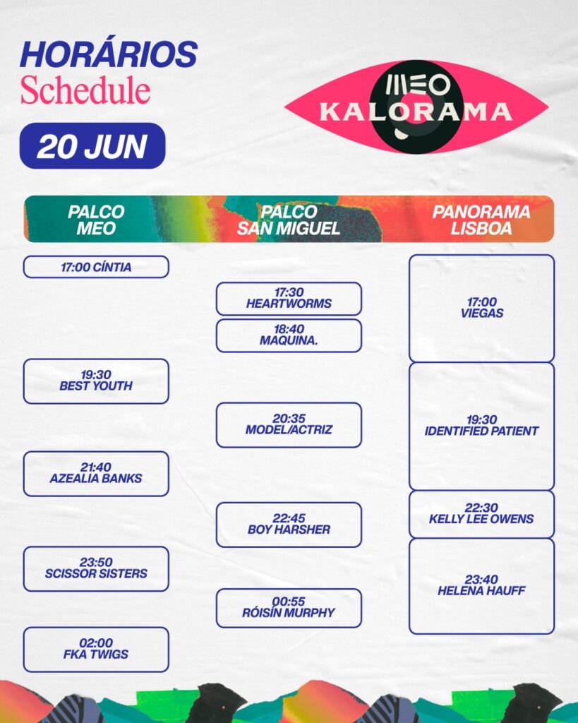 MEO KALORAMA horários 20 junho